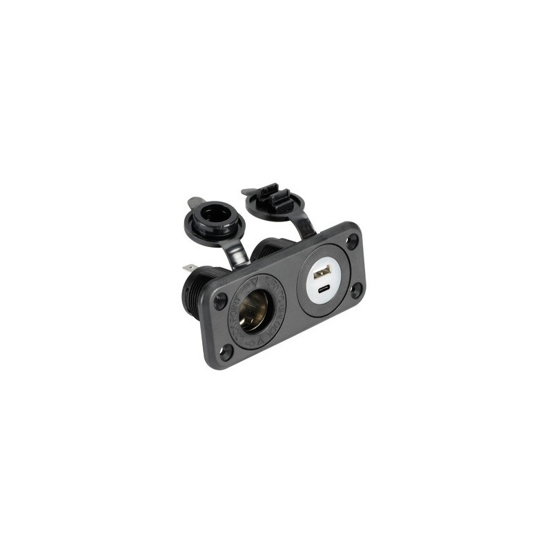 1451606 Presa accendisigari + USB-A + USB-C nera