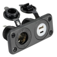 1451606 Presa accendisigari + USB-A + USB-C nera