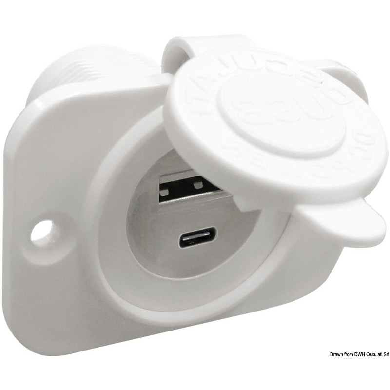 1451615 Presa incasso doppia USB Type-A + Type-C bianca
