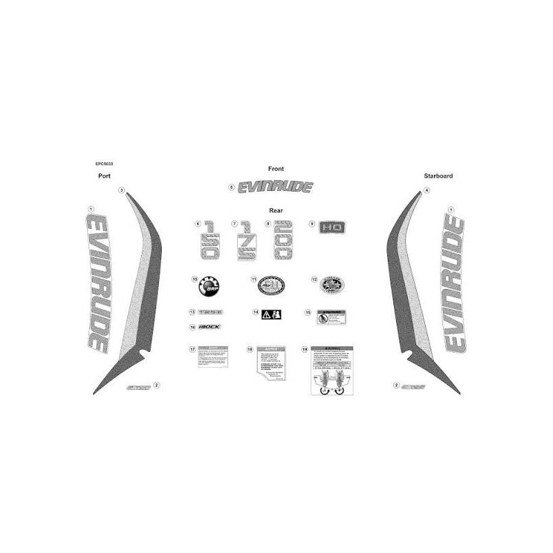 0217016 SCRITTA EVINRUDE A RILIEVO(115/150) 0217016