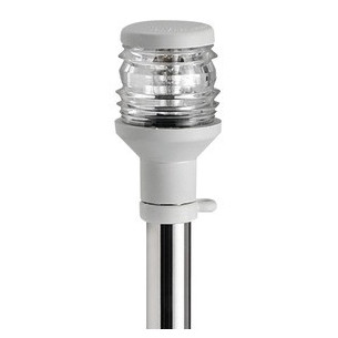 1111002 Asta 60 cm inox con fanale plastica bianca