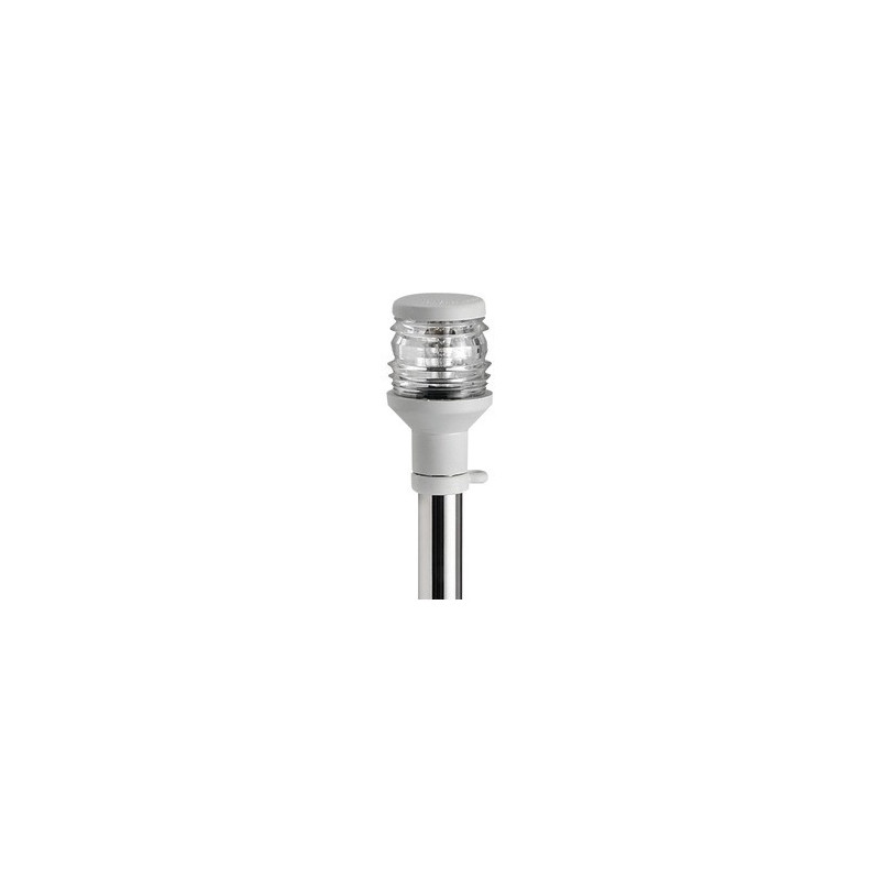1111002 Asta 60 cm inox con fanale plastica bianca
