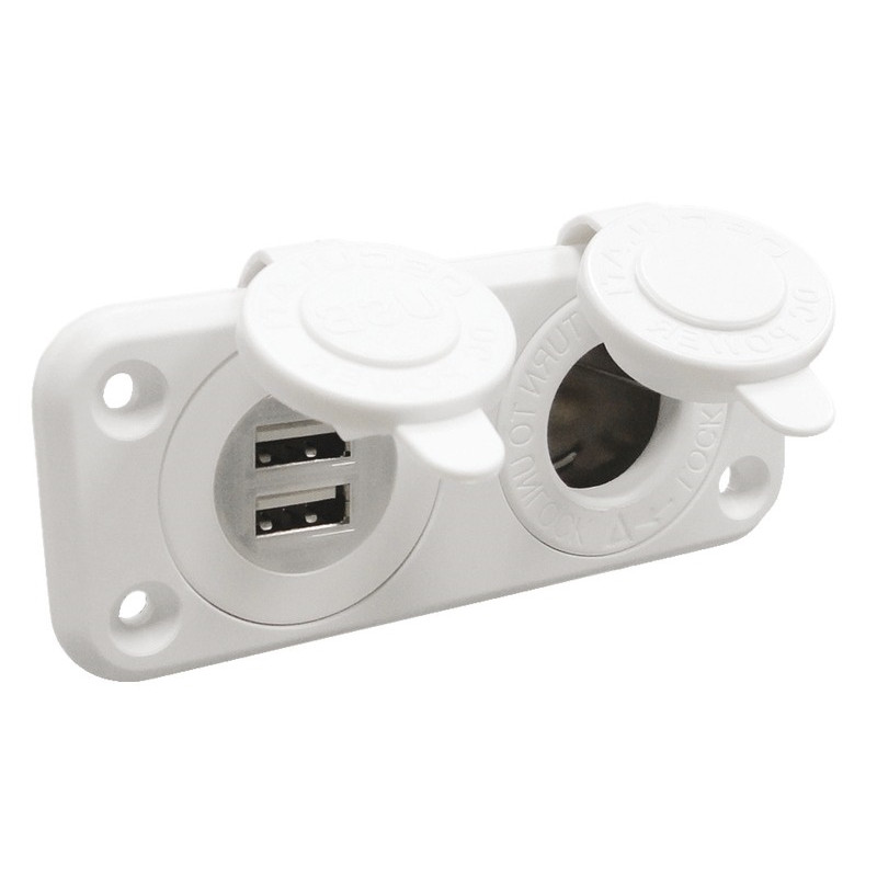 1451612 PRESA 12V + DOPPIA USB BIANCA