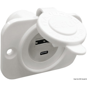 1451615 Presa incasso doppia USB Type-A + Type-C bianca